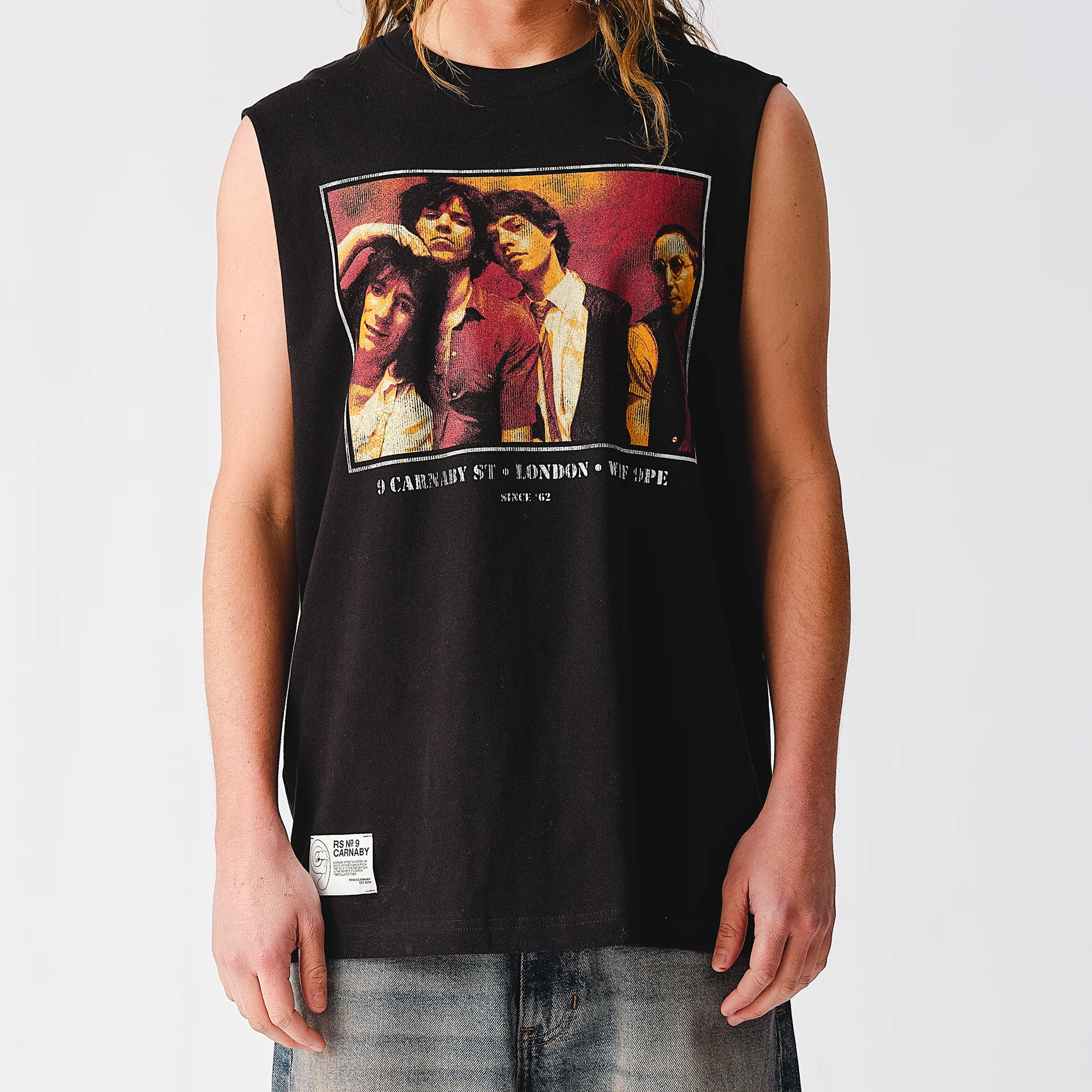 Classic Photo Sleeveless Black T-Shirt Vest - Image 4