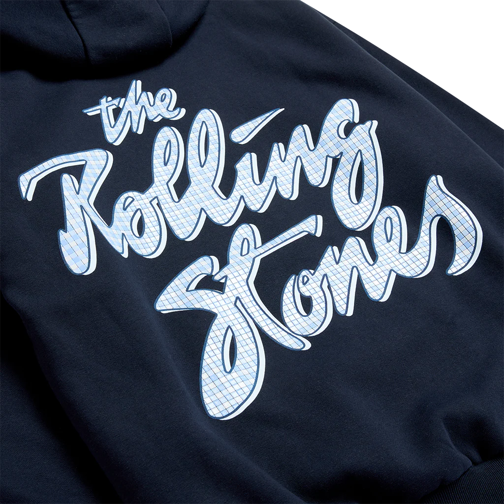 Classic The Rolling Stones Cursive Navy Pullover Hoodie - Image 9