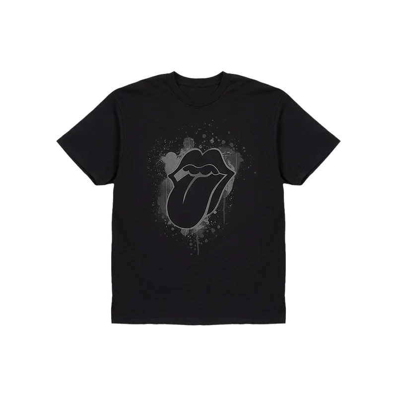Paint It Black Reflective Tonal Splatter Tongue Print T-shirt